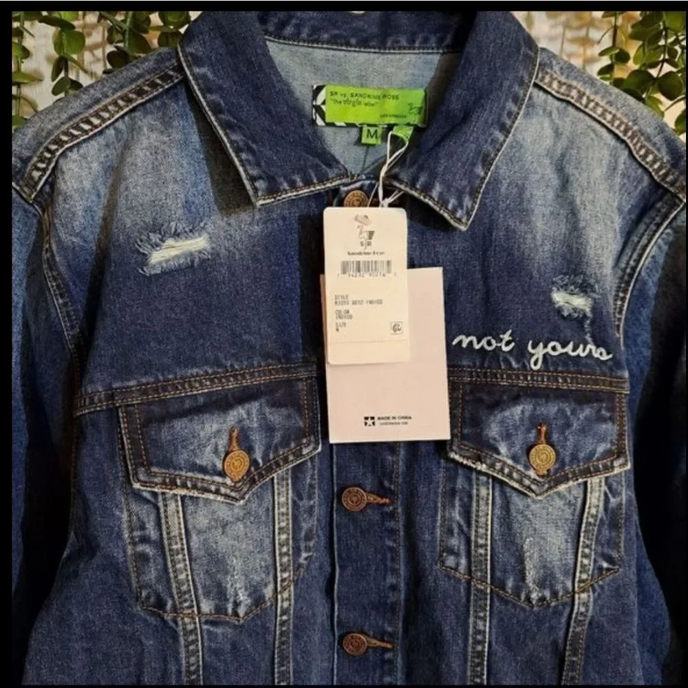 Free People x Sandrine Rose Denim Jacket Not Yours L'artiste NWT